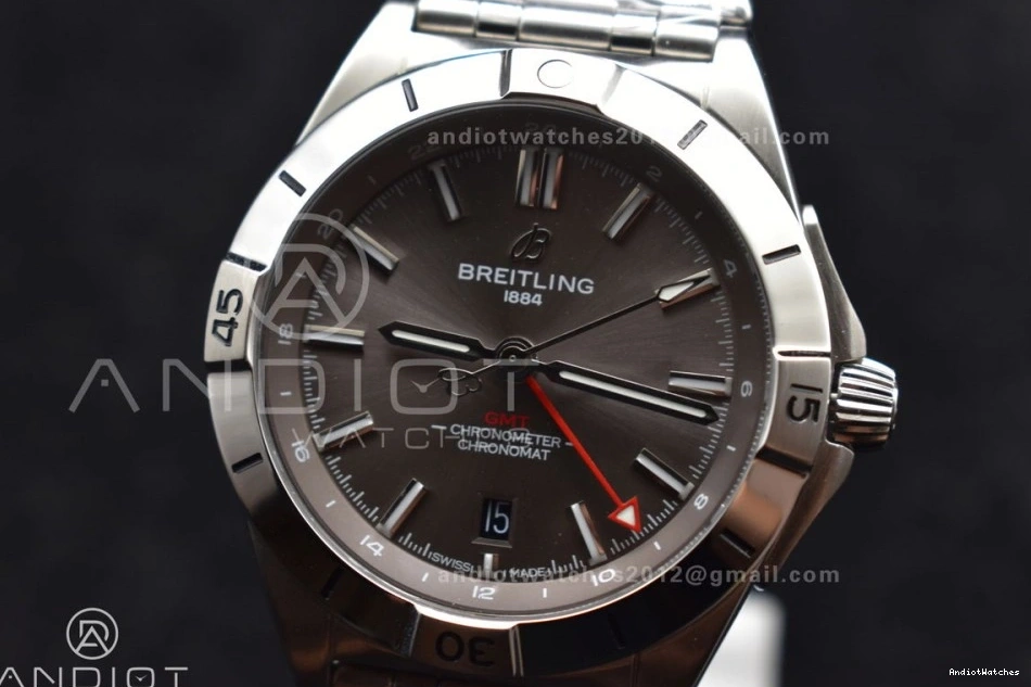 GMT Automatic BLS Chronomat on Dial 40mm Factory 1:1 Bracelet Grey Edition 529 Best A Breitling SS SoftTouch 1011